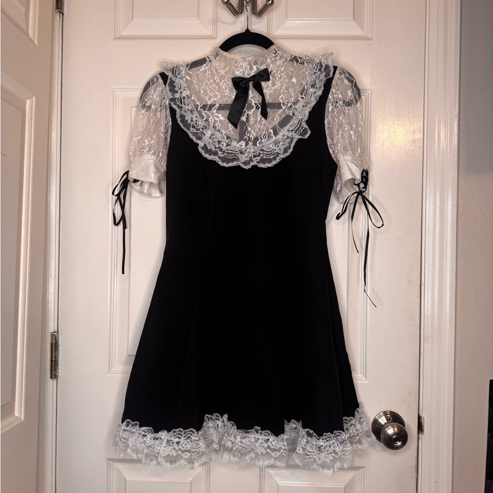WIDOW True Self Lace Trim Dress with White Lace Details